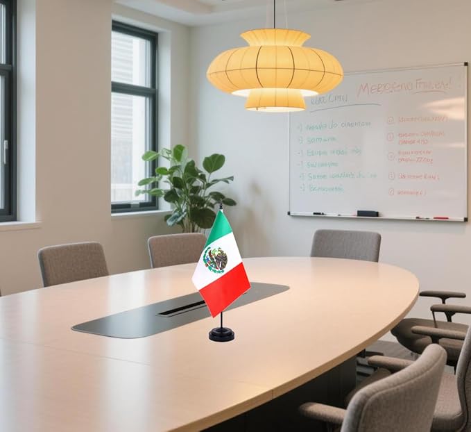 Mexico Desk Flag 12" Solid Pole Deluxe Set Mexican Flags Banner Mini Small - Image 6