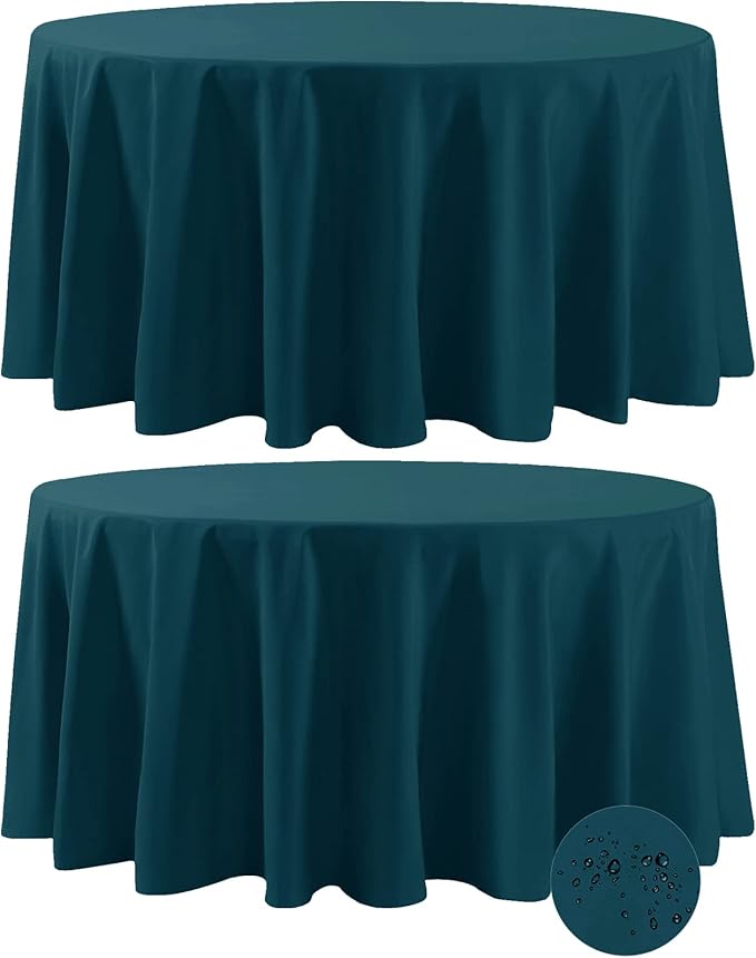Fokitut 2 Pack Waterproof Round Tablecloth, 108 Inch, Stain Resistant and by BalsaCircle
