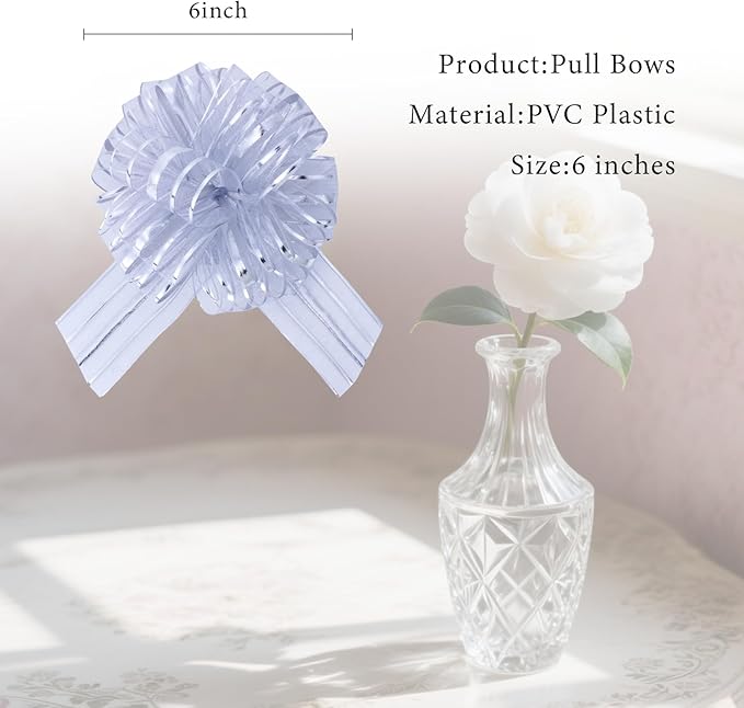 12 Pcs 6 Inch Large Organza Pull Bow Ribbon – Elegant Gift Bows - Image 2