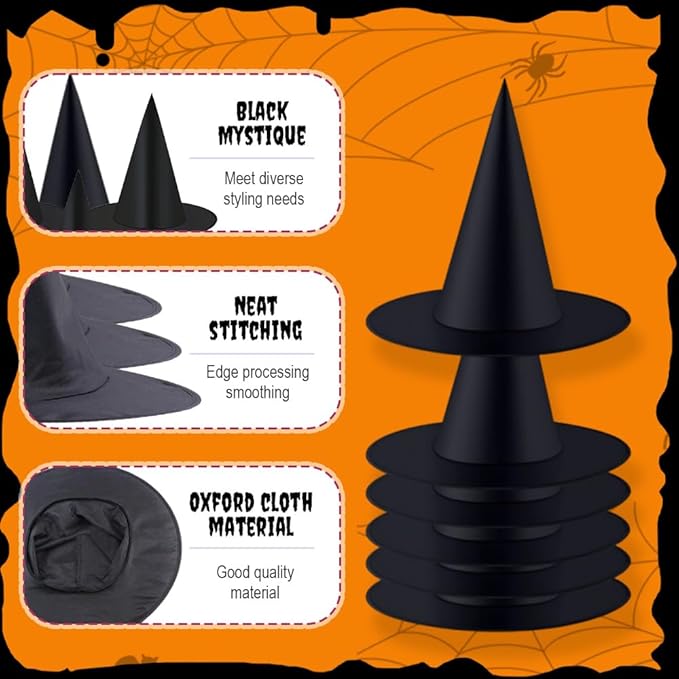 12 PCS Halloween Party Favor Costume Accessory Hanging Witch Hat - Image 3