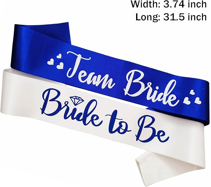 7 Pack Bachelorette Sashes Royal Blue, 1 White Bride to Be Sash and 6 Team - Image 3