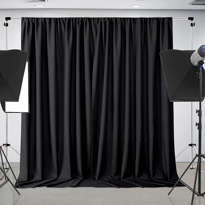 Joydeco Black Backdrop Curtain for Parties, Wrinkle Free Black Backdrop Drapes - Image 4