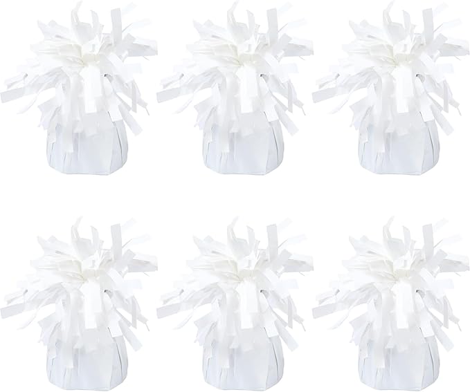 6 Pack White Balloon Weights Metallic Holder Anchors Balloon Holder Weights by Unknown