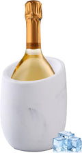 White Marble Textures Wine Chiller Bucket – 750ml Resin Cooler by HOLOLA