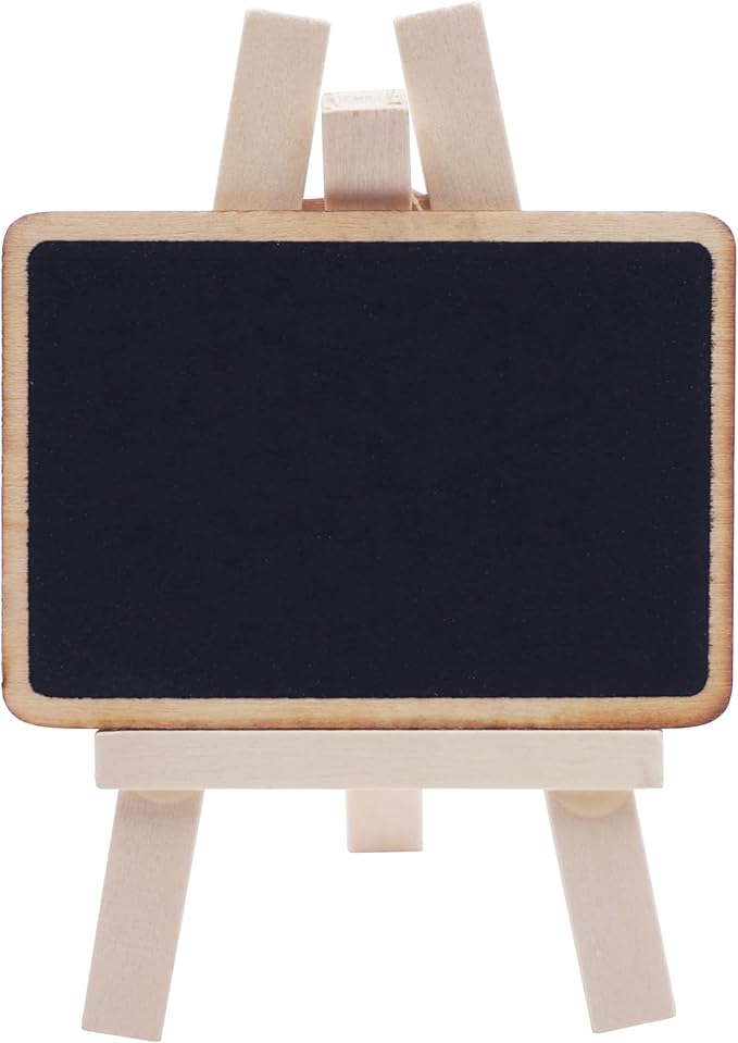 12 Count Mini Chalkboard Signs Wood Framed Table Stands – Size: 4.7" x 3.1" - Image 3