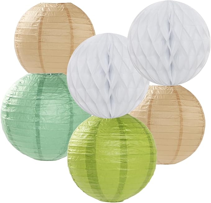 Olive-Sage Green-Boho Party-Decorations Streamers-Lanterns - Image 6