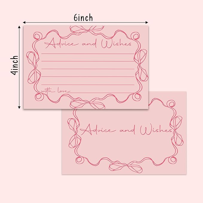 Pink bow Advice and Wishes Cards, Double-sided Blank Cards Suitable - Image 2