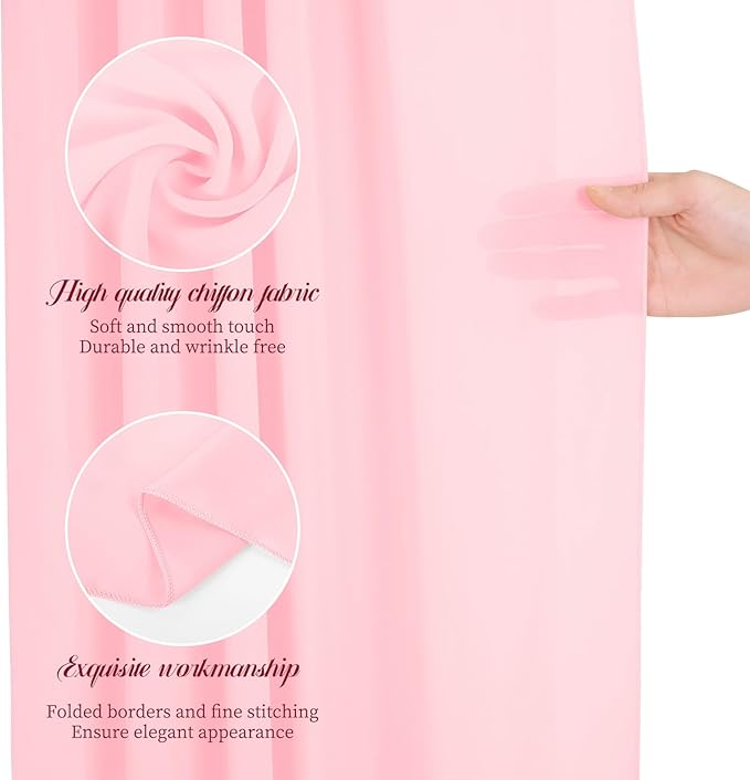 Wedding Arch Draping Fabric, 1 Panels 28" x20ft Pink Sheer Chiffon Curtain - Image 3