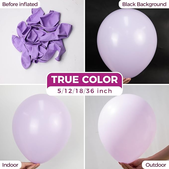 Bezente Pastel Purple Latex Party Balloons - Image 2
