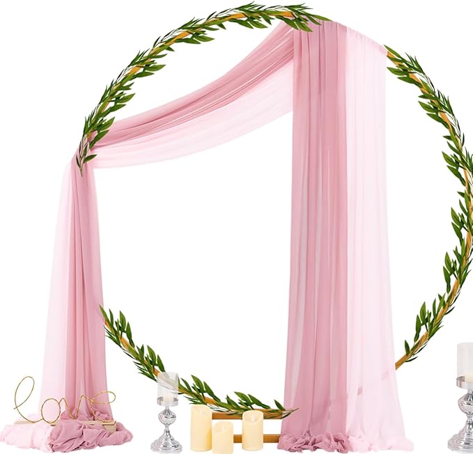 Socomi Wedding Arch Draping Fabric 29" x 20Ft 2 Panels Dusty Rose and Blush - Image 3