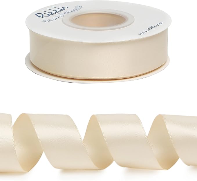 Ribbli Cream Double Faced Satin Ribbon, 1” x Continuous 25 Yards, Use - Image 2