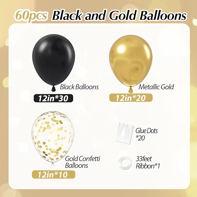 Black and Gold Balloons - Image 2
