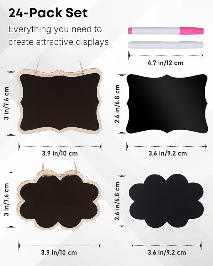 Uniclife 24 Pack Mini Chalkboard Signs - Image 2