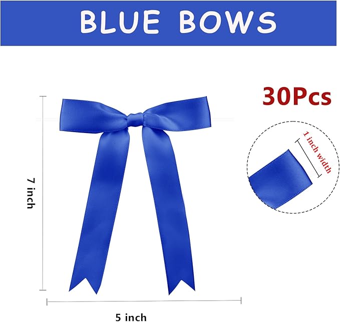 30 Pcs Satin Dark Blue Bows - Image 3