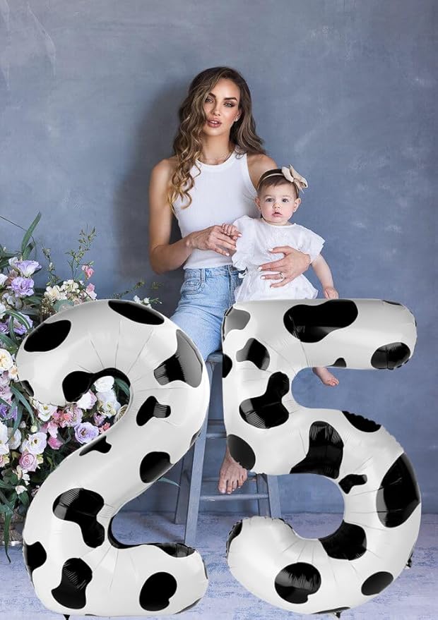 Cow Print Number Balloon Birthday Decorations, 40 inch Number balloon 0-9 - Image 4