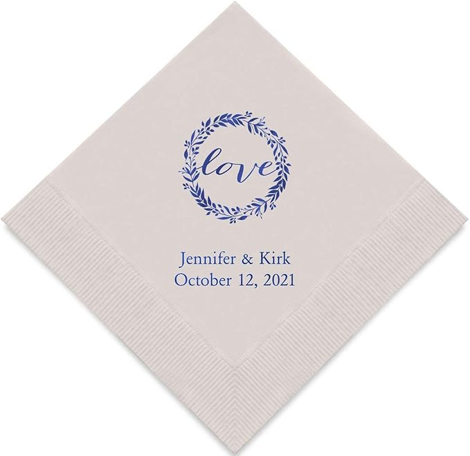 Weddingstar Personalized Printed Paper Napkins 3-Ply 50 Pack by WEDDINGSTAR