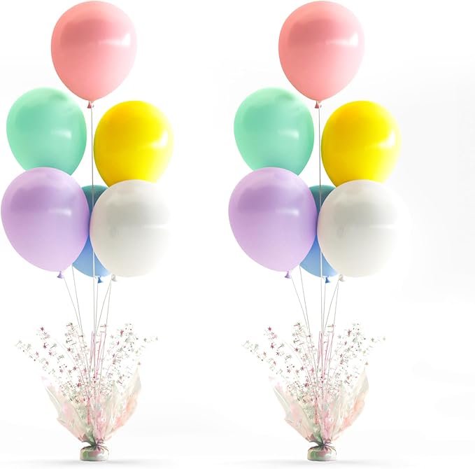 2 Set Pastel Rainbow Balloon Table Centerpieces by Gogoparti