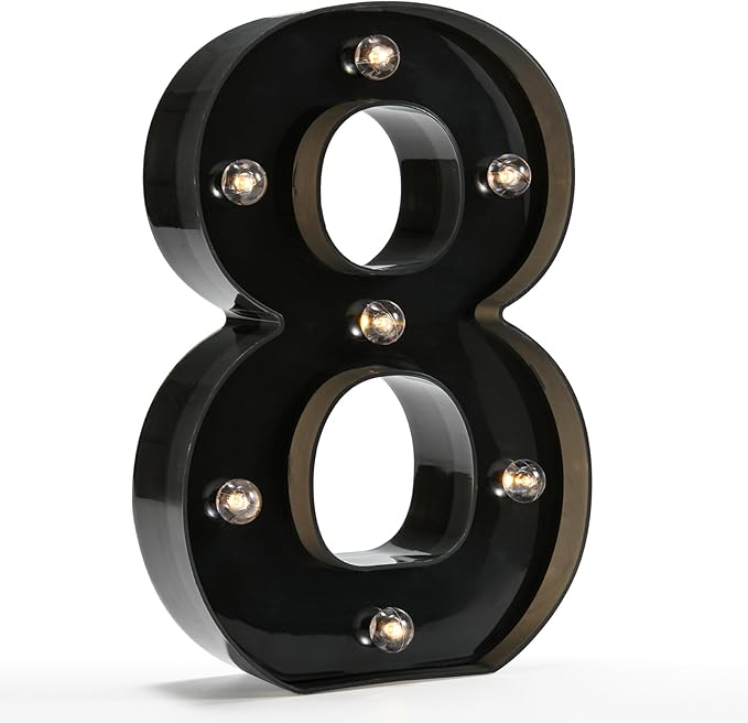 Light Up Black Alphabet Marquee Number Sign LED Marquee Number Lights Sign by OYCBUZO