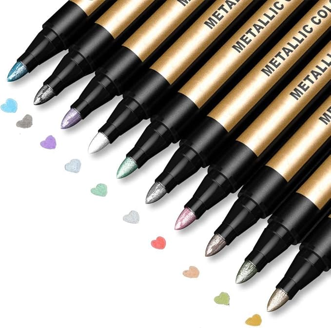 JR.WHITE Metallic Paint Markers, 10 Colors by JRWHITE