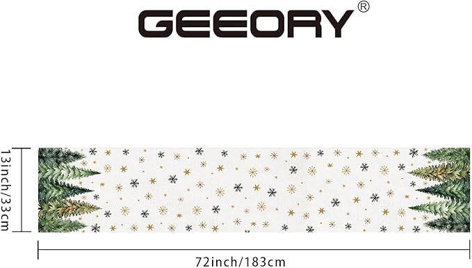 GEEORY Christmas Table Runner 13x72 Inch, Xmas Tees Snowflakes Holiday - Image 8