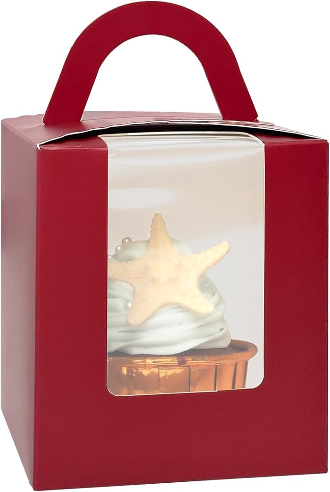 qiqee Wine Cupcake Boxes Individual Cupcake Holders Disposable 50pcs Single by Qiqee