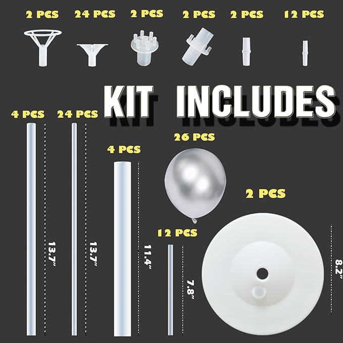 Balloon Column Kit for Floor- Set of 2 Colorful Chrome Metallic Balloon Columns - Image 2