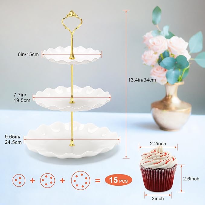 Coitak 3 Tier Cupcake Stand, Plastic Tiered Serving Stand, Dessert Tower Tray - Image 3