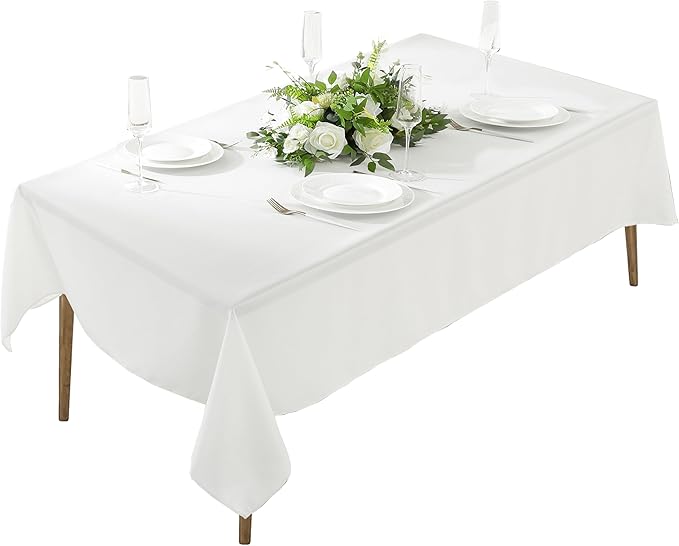 Craft And Party Rectangle Tablecloth, 70 x 90 Inch White Tablecloth, Polyester by CraftAndParty