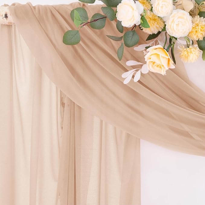 Socomi Wedding Arch Draping Fabric 29" x 20Ft 2 Panels Nude Sheer Outdoor - Image 2