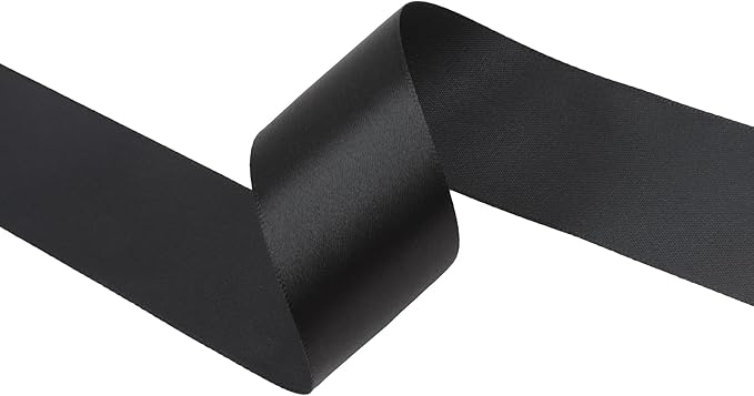 Black Satin Ribbon 1-1/2 inch X Continuous 50 Yards, Single Face Polyester - Image 2