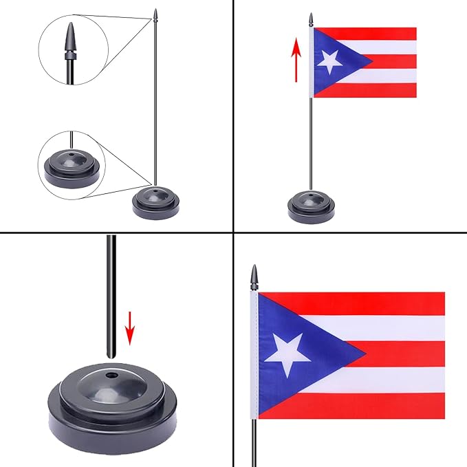 WXTWK 2 Pack Puerto Rico Flag Puerto Rico Deluxe Desk Flag Set - Image 4