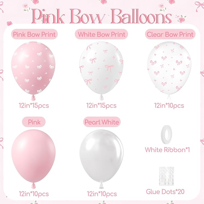 60pcs Pink Bow Balloons 12inch - Image 2