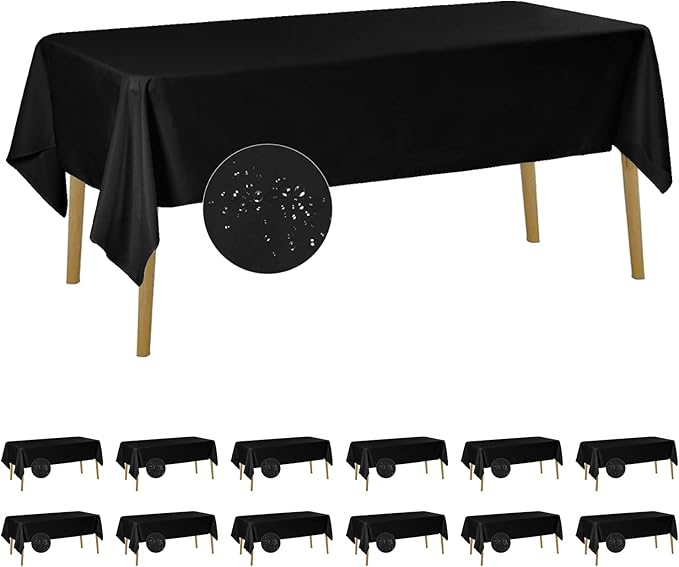 Fokitut 12 Pack Waterproof Rectangle Tablecloth, 60x120 Inch, Stain Resistant by BalsaCircle