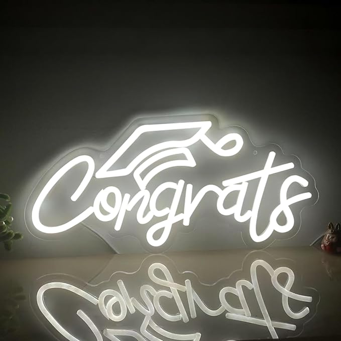 Congrats Grad Neon Sign for Backdrop wall decor，Dimmable USB Powered Light Up - Image 2