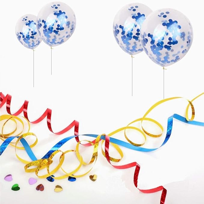 Blue Confetti Balloons 40 pack, 12 inch Transparent Party Balloons - Image 4