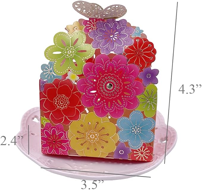 Party Favor Boxes, Flower Butterfly Candy Boxes Laser Cut Candy Boxes Colorful - Image 2