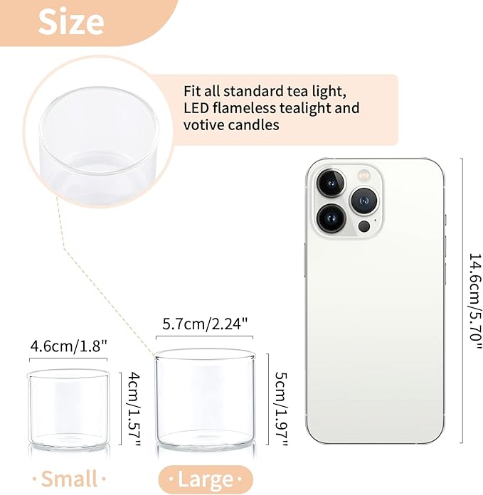 NUPTIO Clear Tealight Candle Holders: Set of 24 Glass Votive Holders Bulk - Image 2
