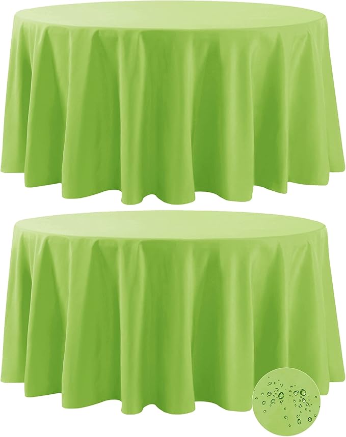 Fokitut 2 Pack Waterproof Round Tablecloth, 132 Inch, Stain Resistant and by BalsaCircle