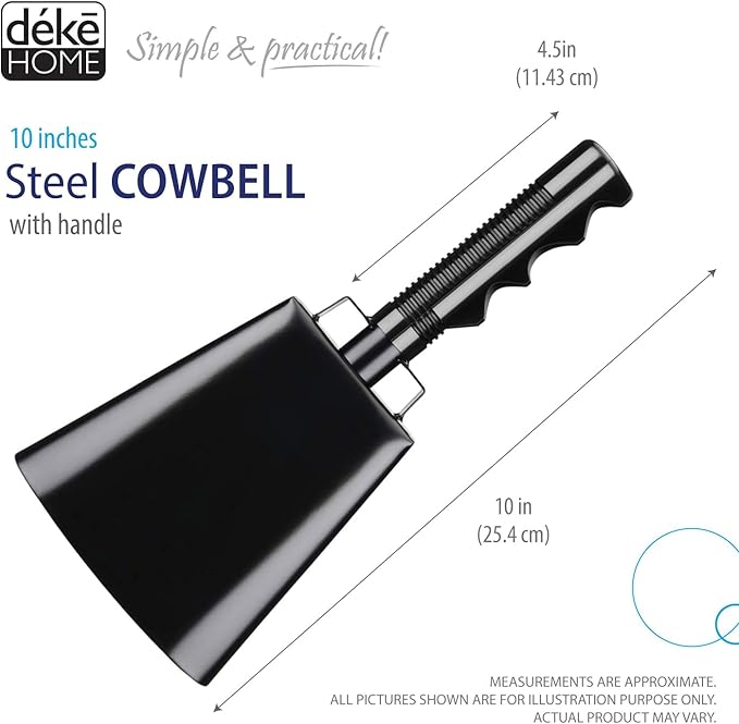 Deke Home - 2 Pack 10 Inch Steel Cowbells - Image 2