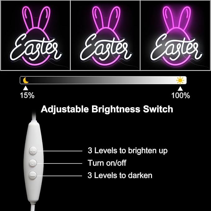 Easter Bunny Egg Neon Sign Pink Rabbit Ears Neon Light Easter Day LED Neon Signs - Image 5