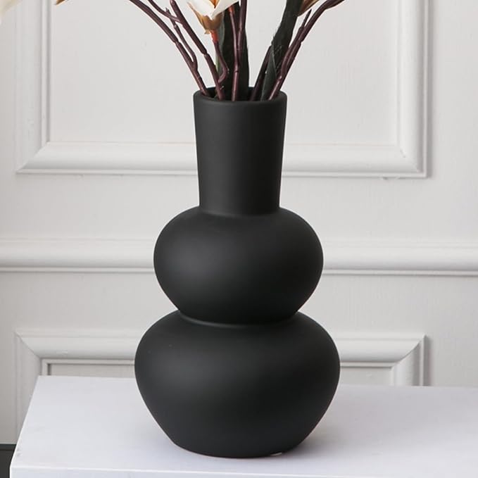 Black Ceramic Vase, Modern Vases by Tenforie