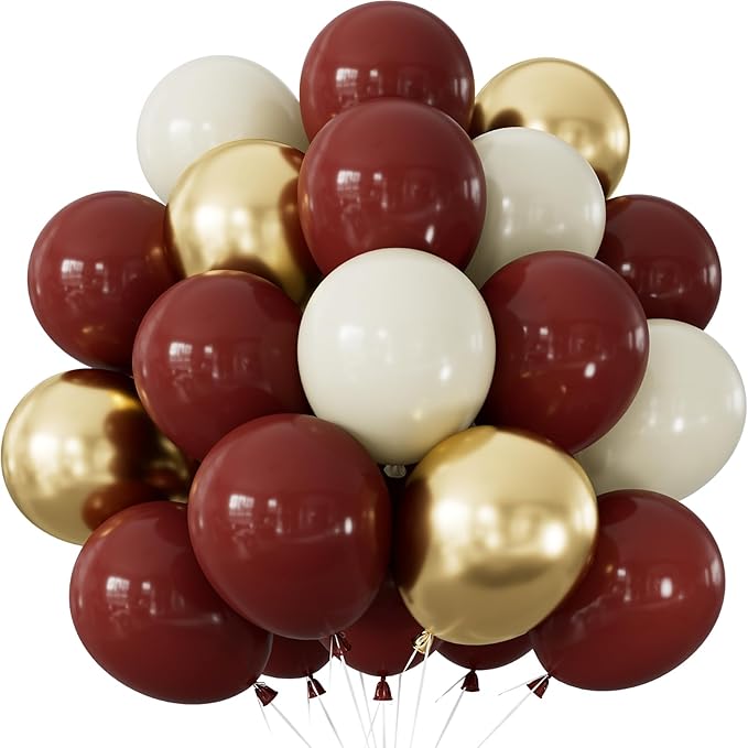 Burgundy and Gold Balloons by Adeyoo