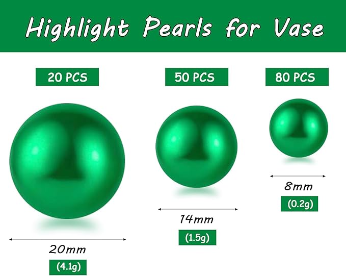 150Pcs Green Polished No Hole Faux Pearl Beads - Image 2