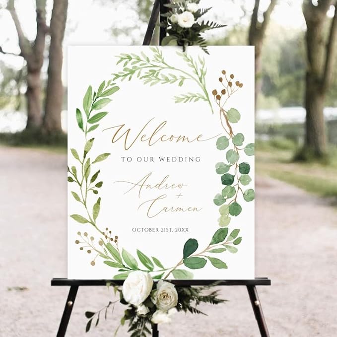 Greenery Wedding Welcome Sign, Eucalyptus Wedding Sign, Botanical Welcome by SZ-HaNoi