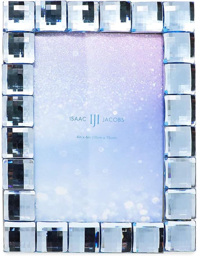 Isaac Jacobs Decorative Sparkling Light Blue Jewel Picture Frame, Photo Display - Image 2