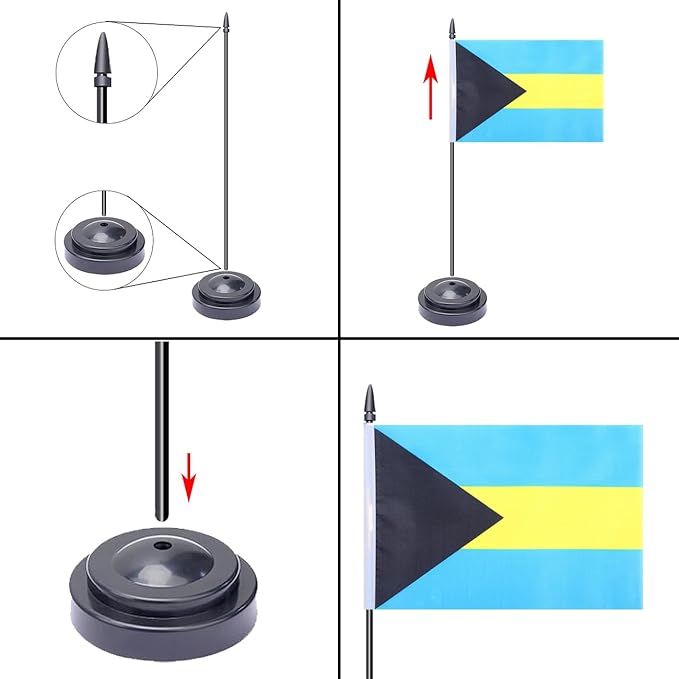 WXTWK 2 Pack Bahamas Flag Bahamas Deluxe Desk Flag Set - Image 4