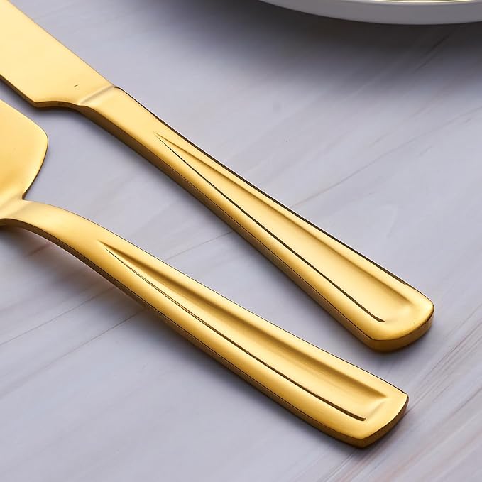 GoGeiLi Gold Cake Knife and Server Set, 13-inch Stainless Steel Cake Cutting Set - Image 5