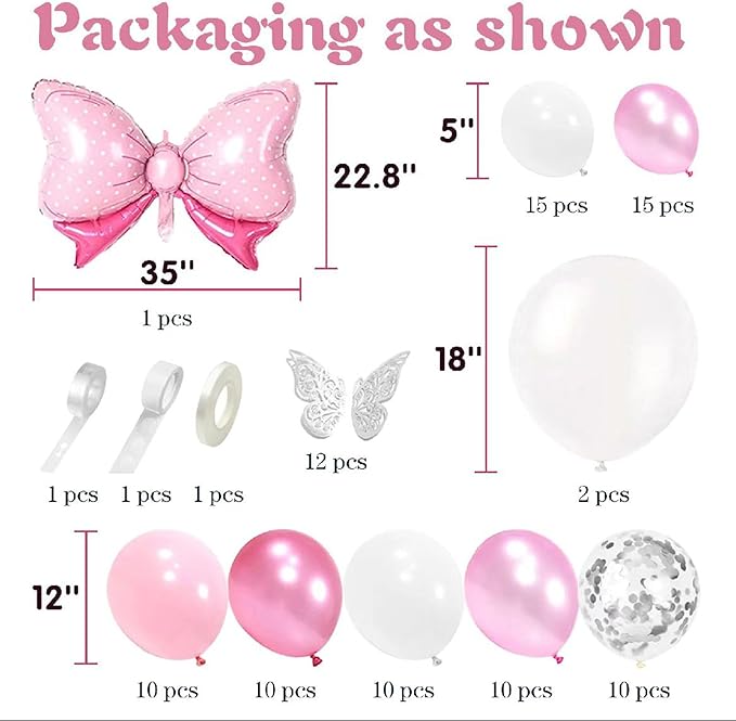 36 Inches Bow Foil Balloon Huge Bowtie Pink Balloon - Image 2