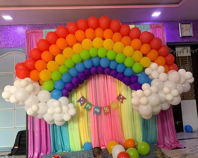 Bezente Assorted Rainbow Latex Balloons - Image 9