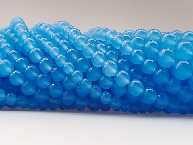 Stone Beads 8mm 100pcs Light Blue Chalcedony Beads Round Loose Gemstones Beads - Image 3